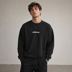Sadderday Men’s black sweatshirt funny 2XL happy hour